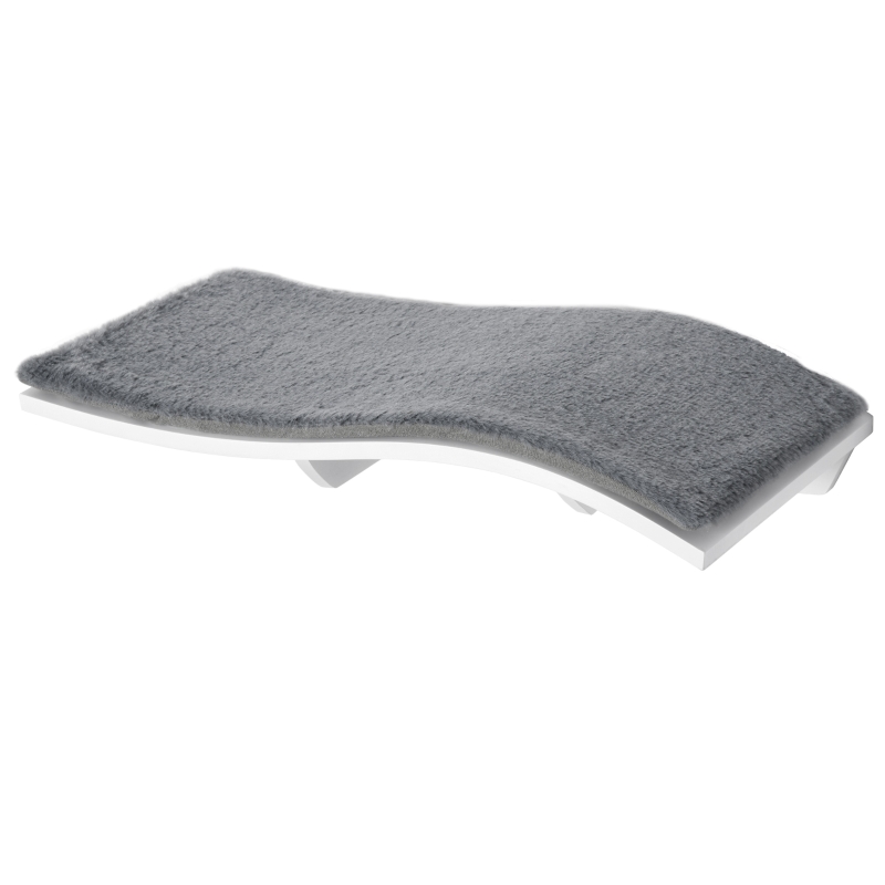 PawHut Katzenbett Katzenliege Katzen Wandliege Katzenregal Wandmontage Plüsch MDF Grau+Weiß 53 x 28 x 12 cm