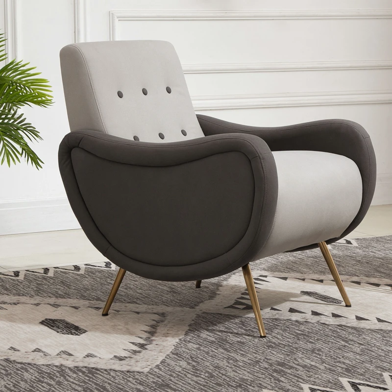 HOMCOM Einzelsessel Relaxsessel Einzelstuhl mit Tufting Eisenfüße Polyester Staumstoff Braun Grau 72 x 81 x 86 cm