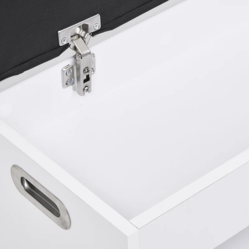 HOMCOM Schuhbank mit Stauraum Sitzbank Sitztruhe Eingangsbereich Diele PU Weiß 80 × 30 × 43 cm