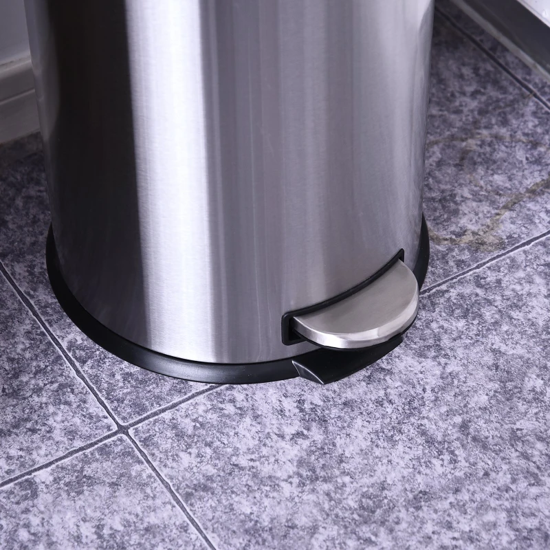 HOMCOM® Kosz na śmieci kosz na odpadki kosz z pedałem z kubłem wewnętrznym z cichym zamykaniem stal nierdzewna PP Ø29,2 x wys. 62,5 cm