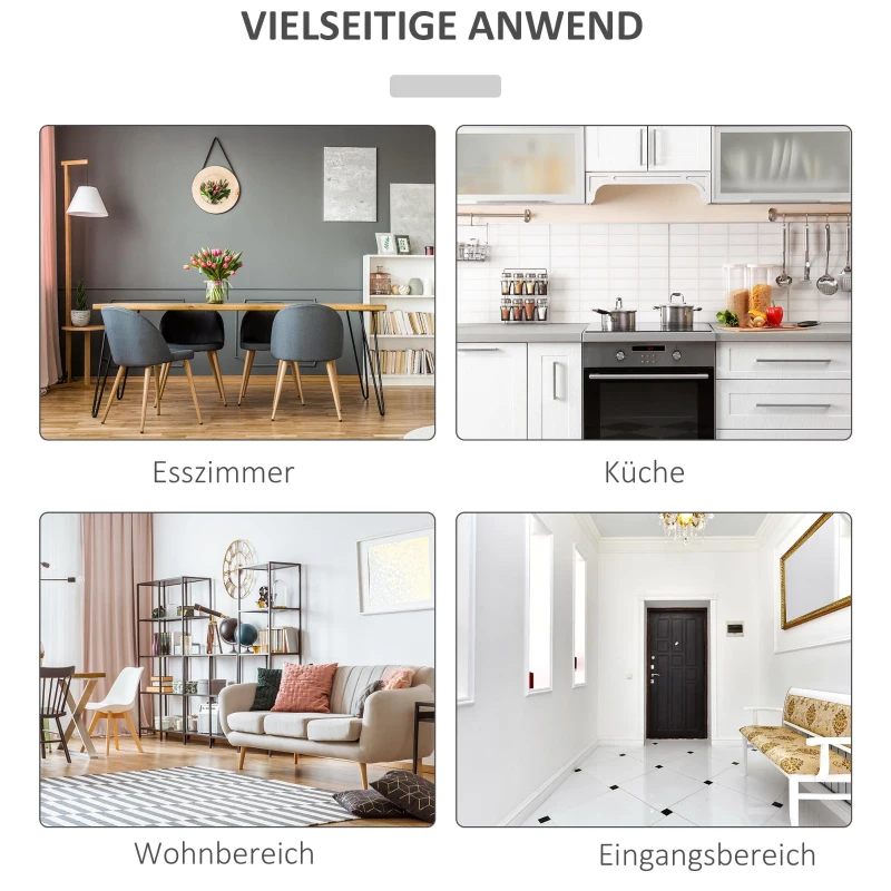 HOMCOM Küchenschrank Sideboard Aufbewahrungsschrank elegant mit zwei Glastürschränke offenes Regal zwei Schubladen Anti-Kipp-Design für Esszimmer Wohnzimmer MDF Kiefernholz Weiß 132 x 38 x 89 cm