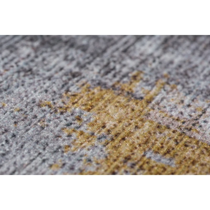 Homcom Teppich pfegeleicht Kurzflor Grau-Gelb 290 x 200 x 0,7 cm