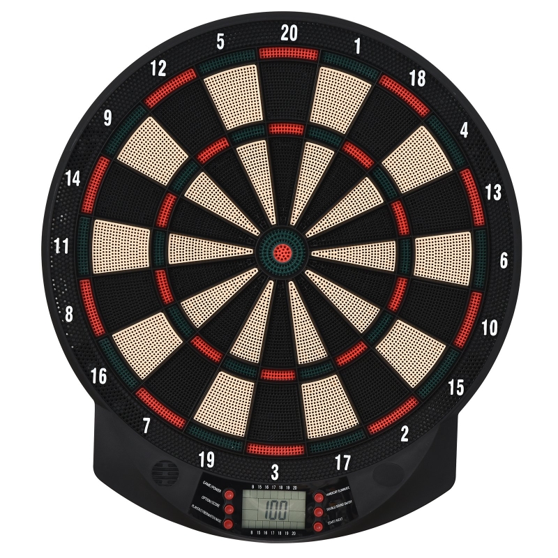 HOMCOM Elektronische Dartscheibe Dartboard Dart-set mit 6 Darts 30 Dartköpfe 26 Spiele und 185 Trefferoptionen für 8 Spieler mehrfarbig 39,5 x 2,2 x 44 cm