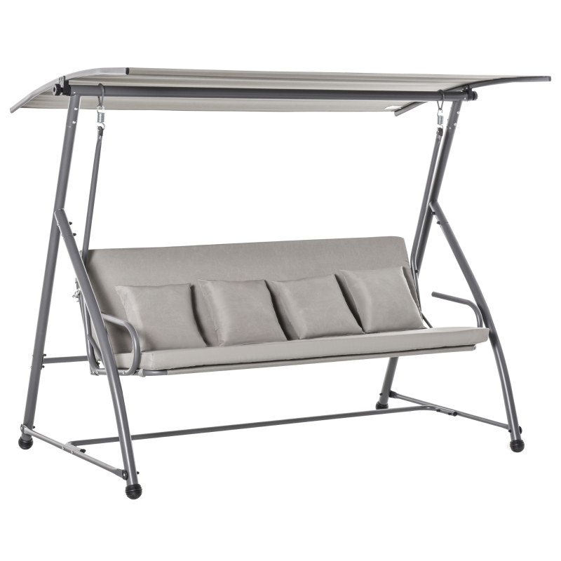 Outsunny® 3-Sitzer Hollywoodschaukel Schaukelstuhl 2-in-1 Gartenliege mit Sonnendach Stahl