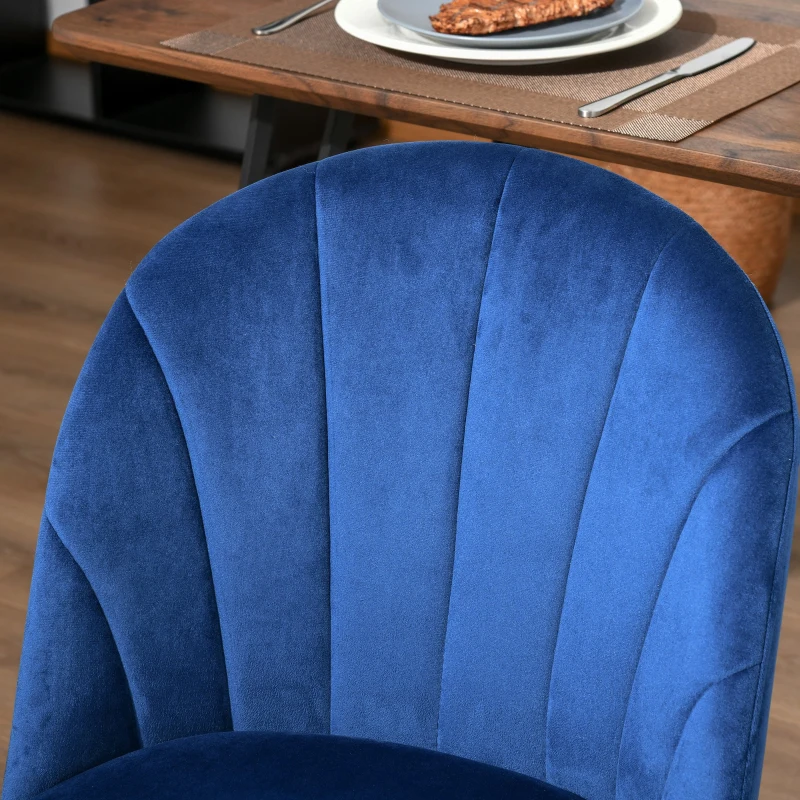 HOMCOM set van 2 eetkamerstoelen met rugleuning fluweel look metaal