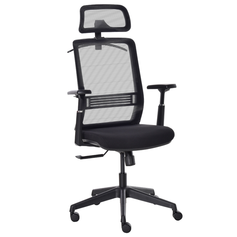 VINSETTO Bürostuhl mit Kopfstütze Schwarz 66 cm x 68 cm x 126 cm