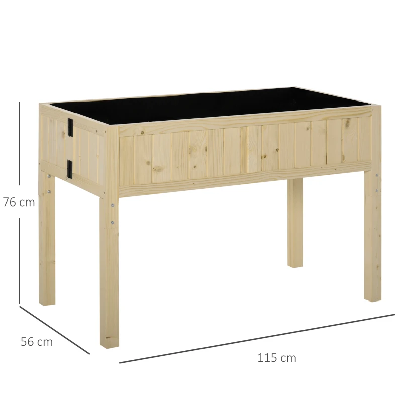 Outsunny Skrzynka na Rośliny Ogrodowe z Drewna Sosnowego dla Ogrodu Tarasu Balkonu na Zewnątrz 115 x 56 x 76 cm Naturalny