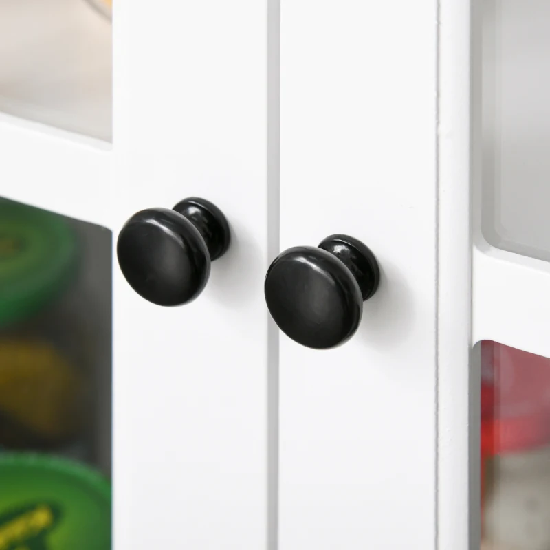 HOMCOM Küchenschrank Geschirrschrank Beistellschrank mit 2 Schichten Buffet Vitrinenschrank Glastür MDF Weiß  80 x 36,5 x 76 cm