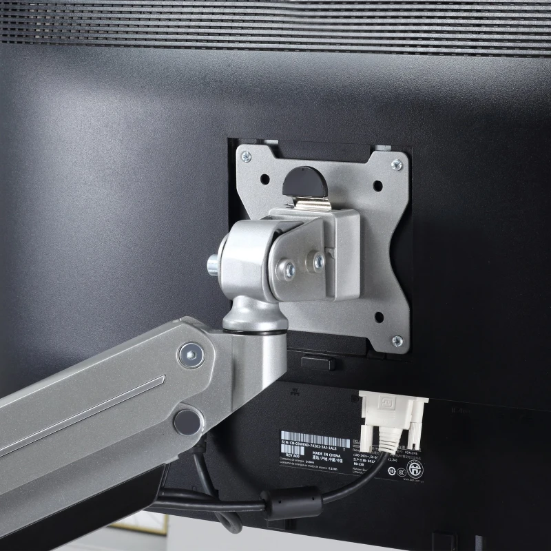 Uchwyt na monitor Vinsetto monitor biurkowy wspornik na monitor z regulacją wysokości przechylany w pionie i w poziomie obrotowy stop aluminium kolor srebrny 60 x 14 x 31-64 cm