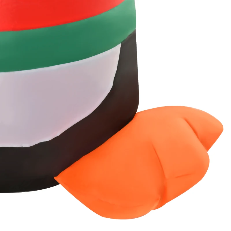 HOMCOM Aufblasbare Pinguin-Figur 1,88 m Weihnachtsdekoration mit Lichtern Weihnachten Dekoration automatisches Aufblasen wetterfest Polyester Weiß+Schwarz+Rot+Grün 112 x 93 x 188 cm