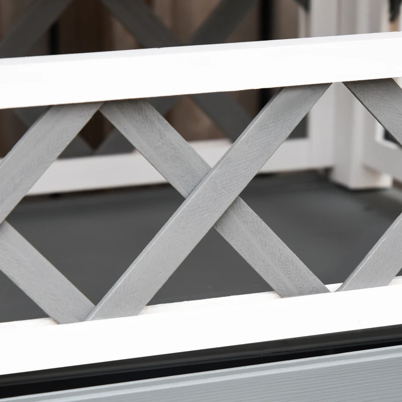 PawHut Katzenhaus mit Asphaltdach, 2-stöckig, Katzenhütte mit Balkon, Katzenvilla mit Treppe, Massivholz, Weiß, 77 x 50 x 73 cm