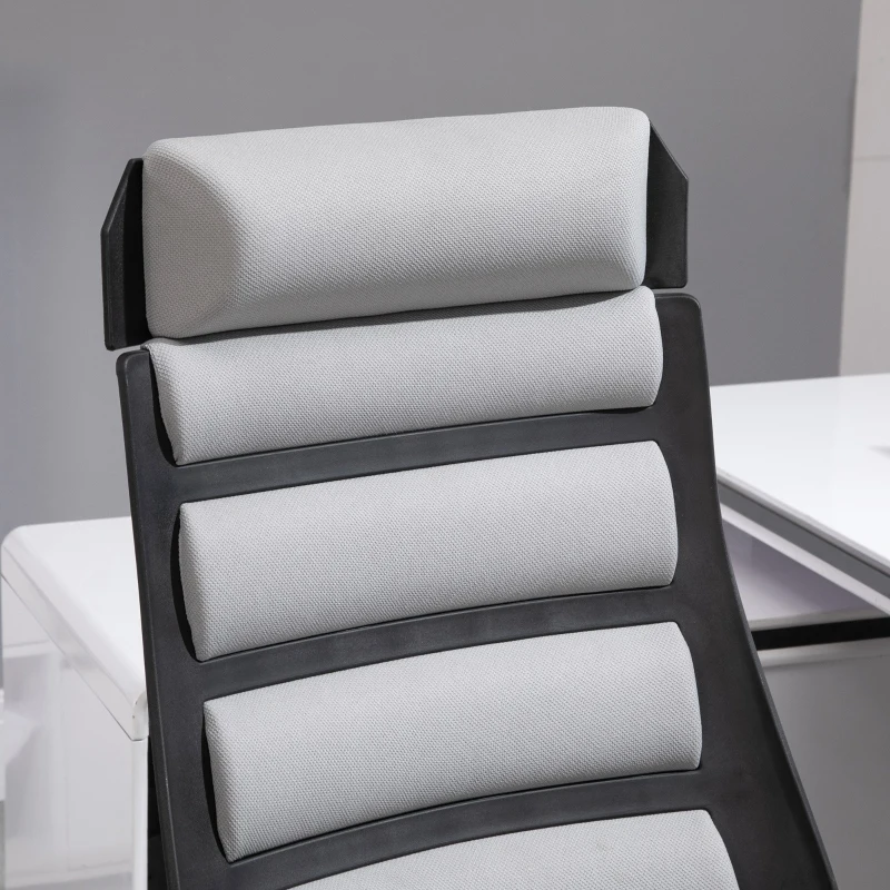 Vinsetto Bürostuhl Ergonomischer Drehstuhl mit Wippenfunktion Armlehne höhenverstellbar Kunstleinen Stahl Grau+Schwarz 60 x 64 x 112-120 cm