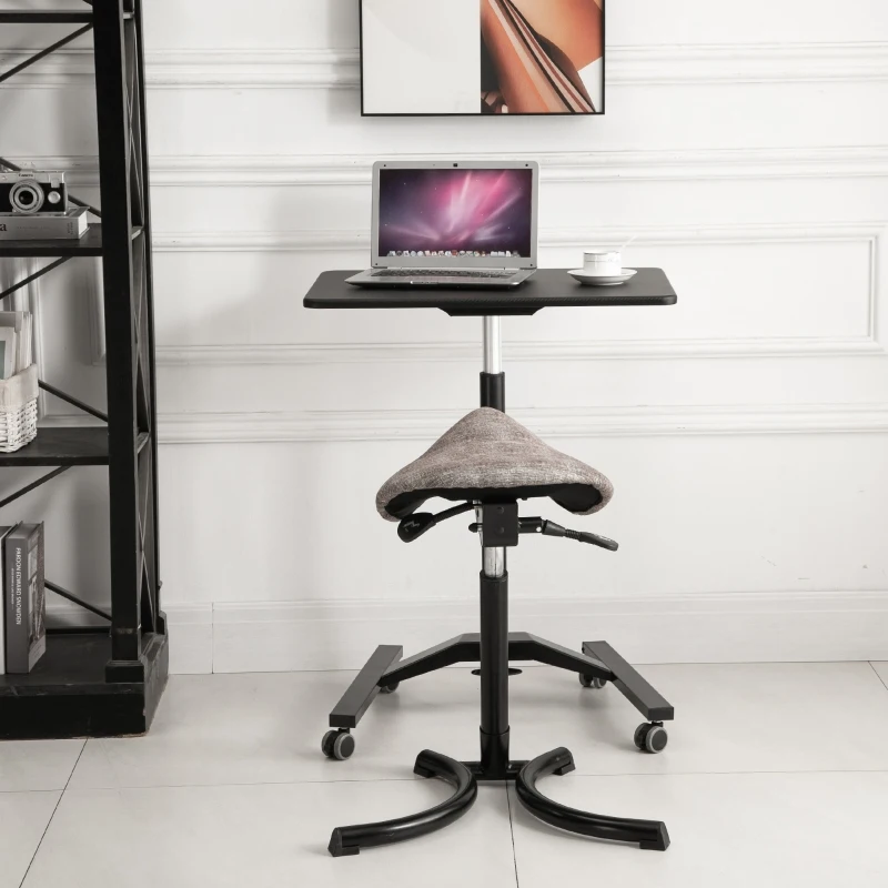 HOMCOM Stahulp stakruk zadelkruk zadelzitting kantelfunctie in hoogte verstelbaar kaki