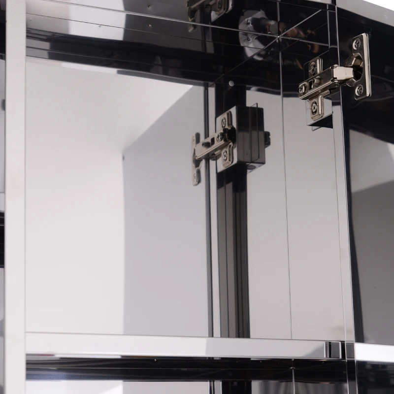 HOMCOM Wall mounted Bathroom Mirror Storage Cabinet Double Doors Stainless Steel 430mm (W)