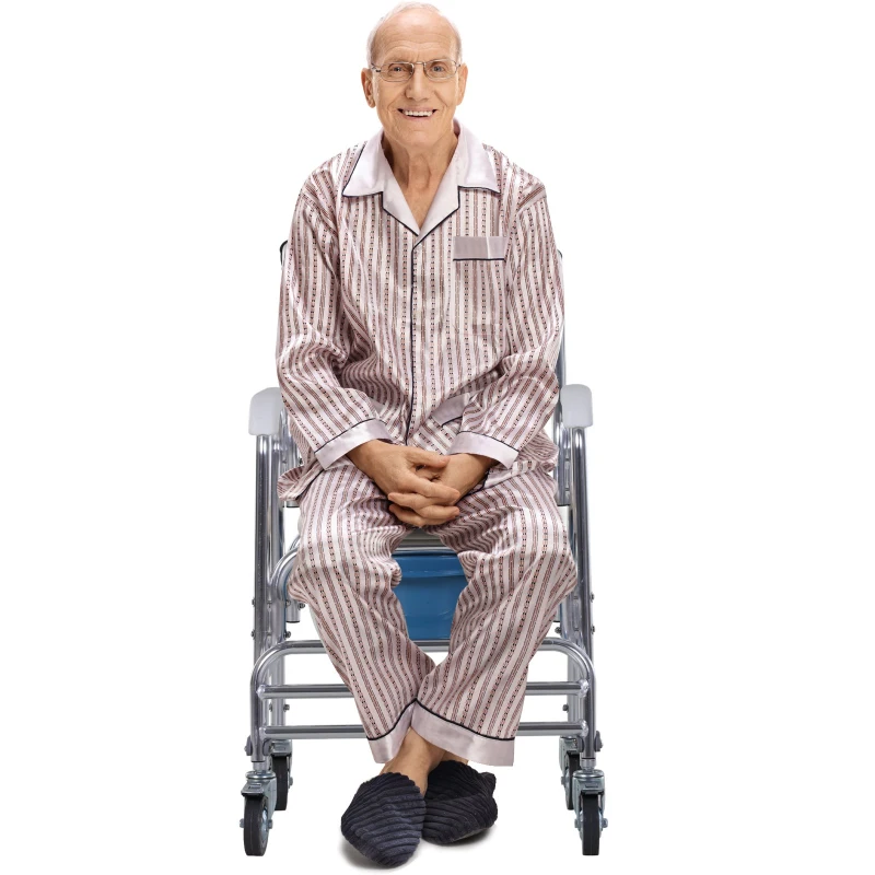 HOMCOM Toilettenrollstuhl, Kommodenstuhl mit Armlehne und Rückenlehne, Nachtstuhl mit Rollen, Duschstuhl, Mobilitätshilfe, Aluminium, Weiß, 88 x 54 x 94 cm