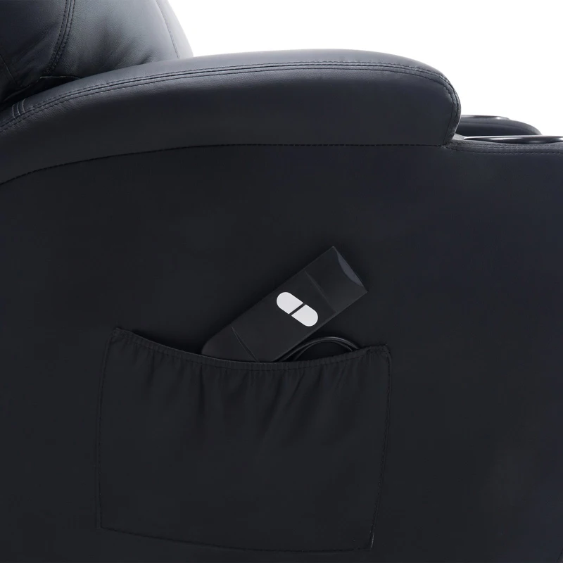 HOMCOM® Fernsehsessel mit Aufstehhilfe | Veganleder | 84 x 92 x 109 cm | Schwarz