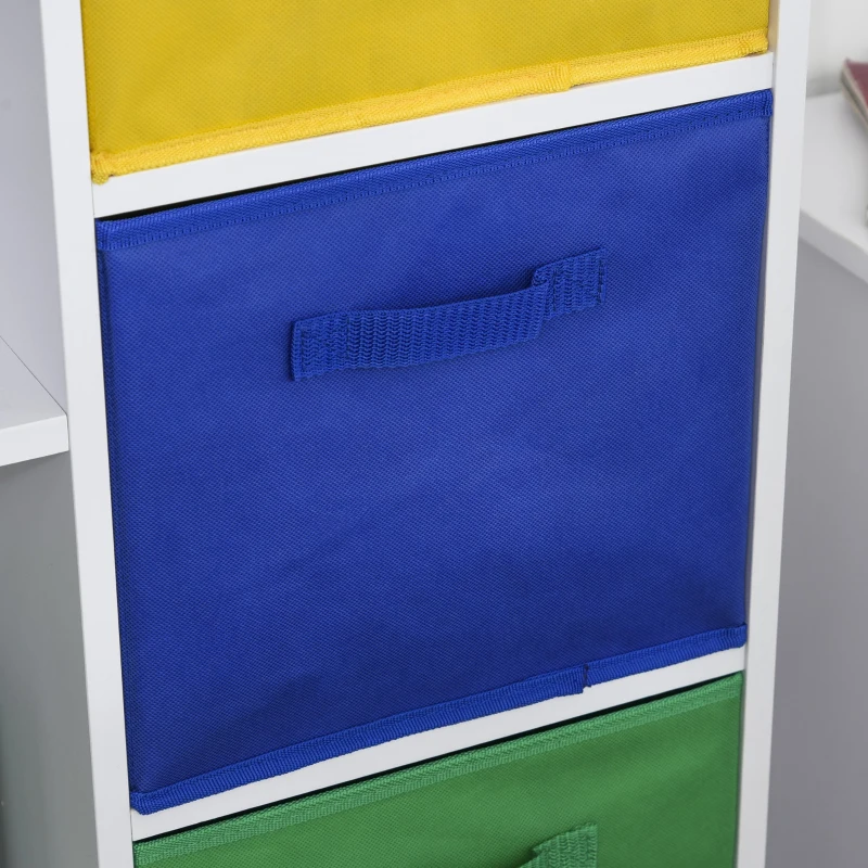 Regał na książki biblioteczka biała szafa stojąca szafa na akta z kolorowymi pudełkami z materiału