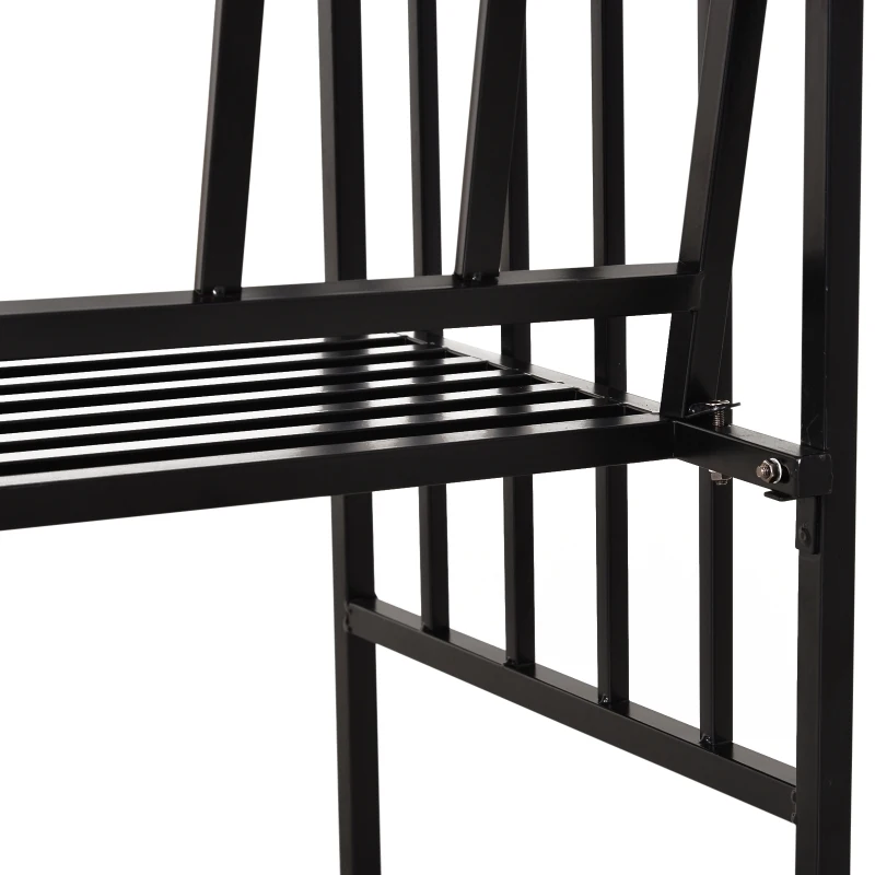 Outsunny łuk ogrodowy z ławką brama kratka pergola do roślin pnących ogród daszek łukowy metal czarny 152 x 58 x 207 cm