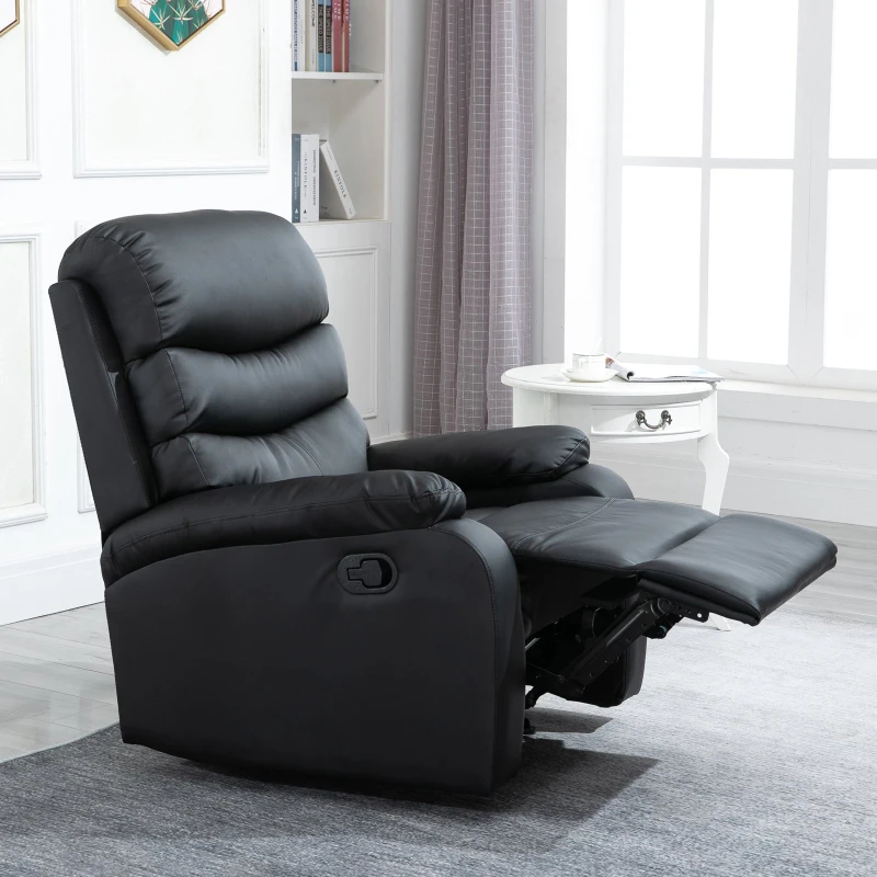 HOMCOM Relaxsessel Liegesessel, Liegefunktion, inkl. Fußstütze, 80 cm x 90 cm x 105 cm, Schwarz