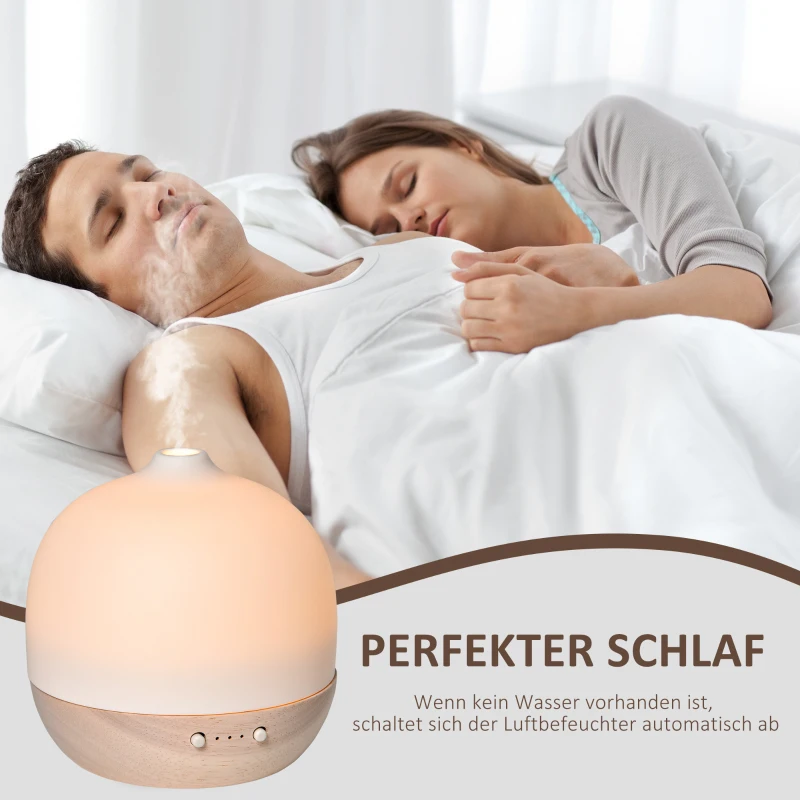 HOMCOM 180ml Aroma Diffuser for Essential Oils Humidifier with Adjustable LED Warm Lights, 2 Mist Mode, Timer, Waterless Auto-off for Home and Office