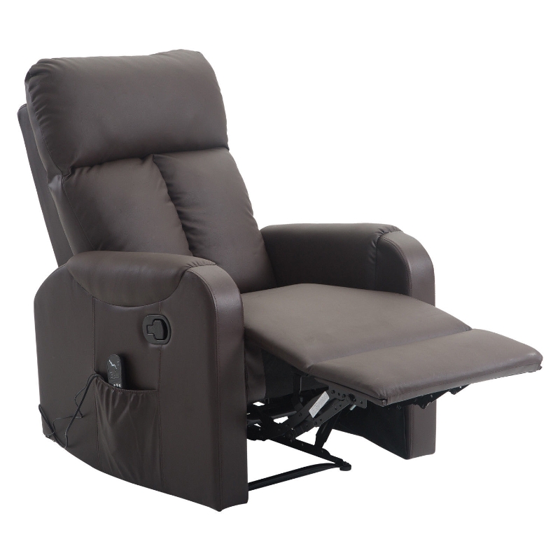 HOMCOM Massagesessel mit Liegefunktion Fußstütze Relaxsessel Fernsehsessel Braun 76,5 x 96 x 106,5 cm