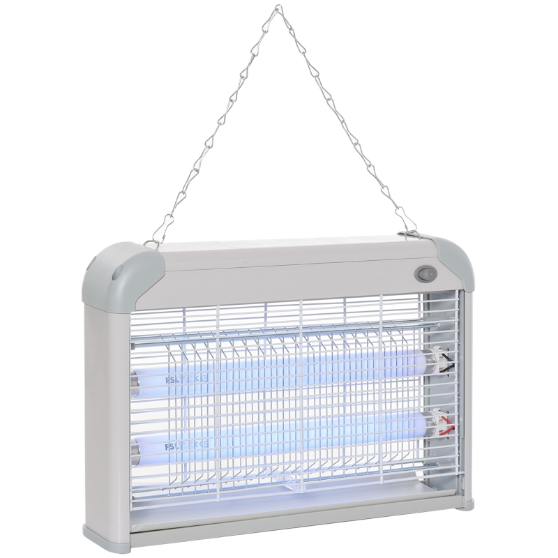 Outsunny Insektenvernichter Mückenlampe Schutzgitter LED 60 m² abnehmbares Tablett Zuhause Restaurant Geschäfte Schulen 20W
