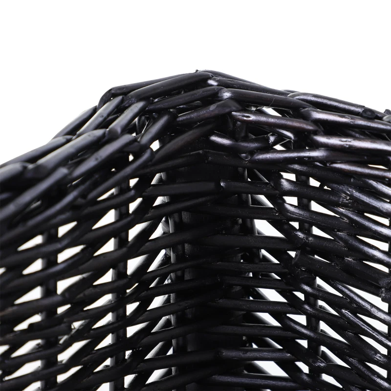 PawHut Haustierbett mit Kissen, Hundebett, Katzenbett, Erhöhtes Katzensofa,  Hundekorb, Hundesofa, Weiden, Schwarz, 69 x 42 x 33 cm