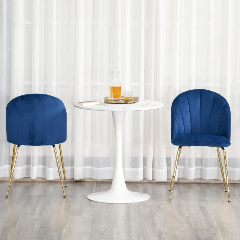 HOMCOM set van 2 eetkamerstoelen met rugleuning fluweel look metaal