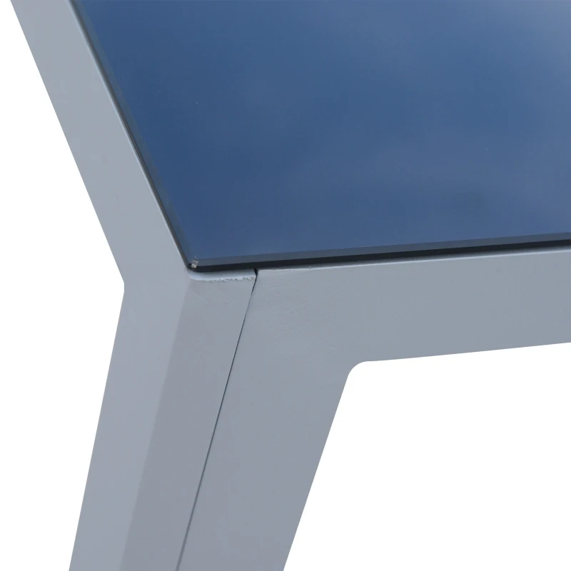 Outsunny® Gartentisch mit Glasplatte | Aluminium, Sicherheitsglas | Schwarz, Silber | 87 x 87 cm