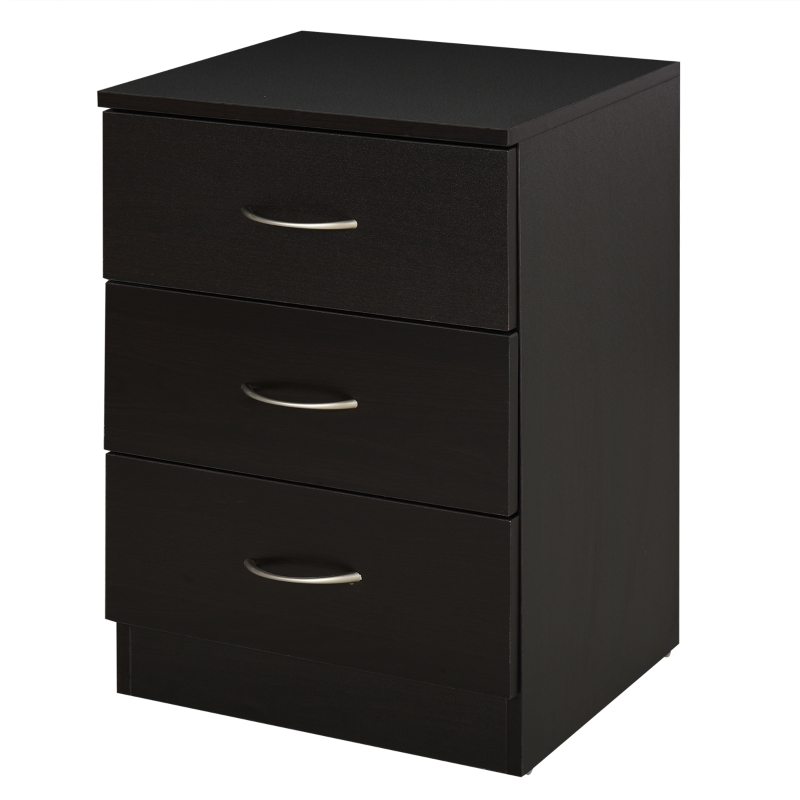 HOMCOM Nachttisch mit 3 Schublade, Schlafzimmer Nachtschrank, Nachtkommode, Spanplatte 40 x 35 x 58 cm