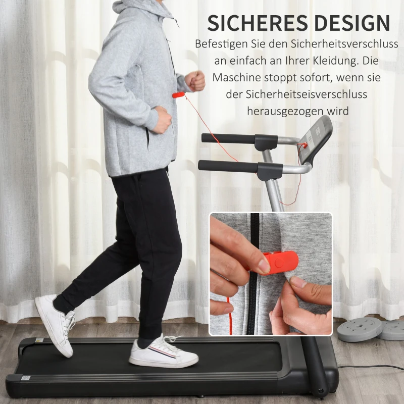 HOMCOM Elektrisches Laufband mit LED-Display Faltbares Fitnessgerät 1-12 Km/h Stahl Schwarz 138 x 67 x 111 cm