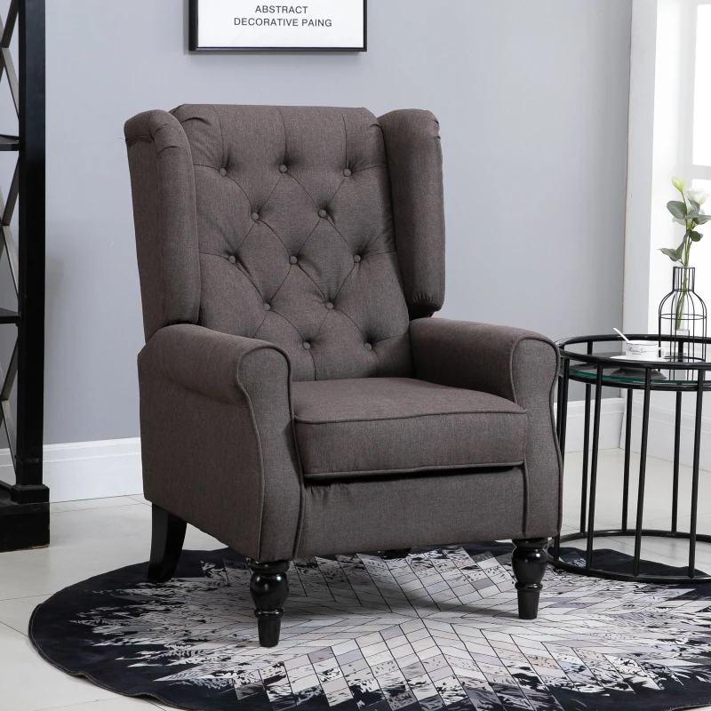 HOMCOM Fotel Uszny z Pikowaniem – Elegancja i Komfort w Twoim Salonie, Brązowy