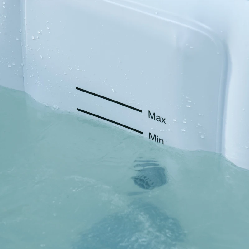 Outsunny Whirlpool für 2-4 Personen Heizung Bubble Spa 910L Inkl. Abdeckung In- & Outdoor Weiß+Blau 185 x 185 x 65 cm