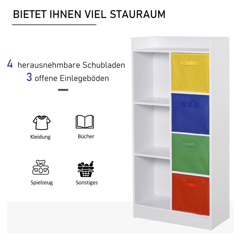 Regał na książki biblioteczka biała szafa stojąca szafa na akta z kolorowymi pudełkami z materiału