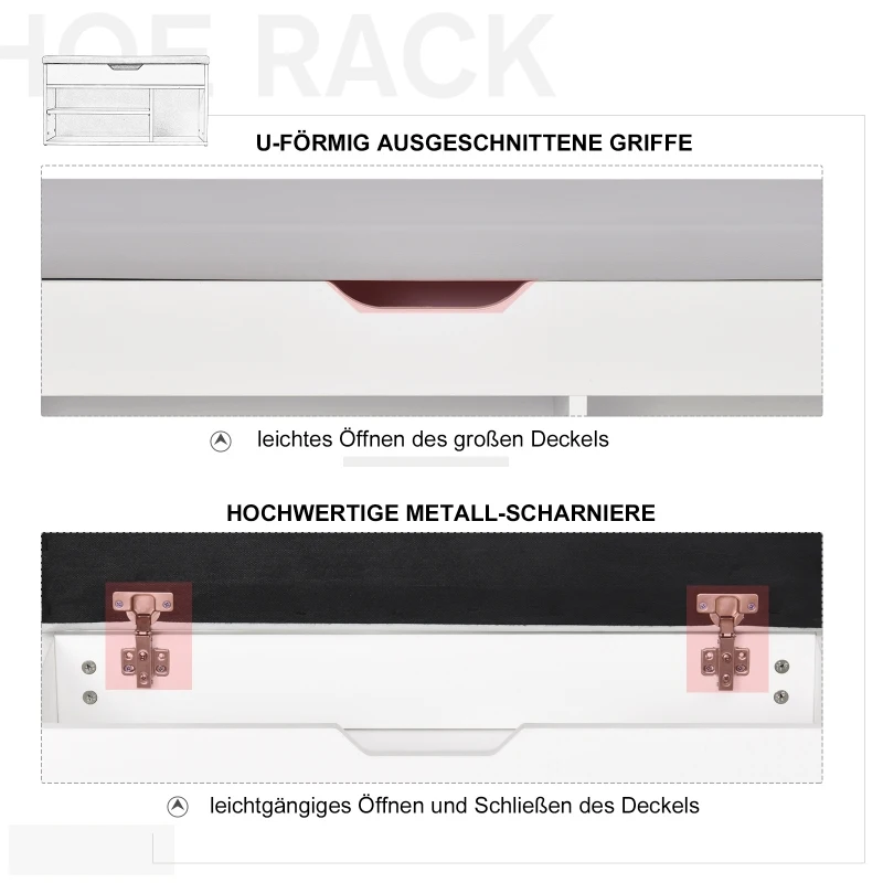 HOMCOM Schuhbank mit Stauraum Sitzbank Sitztruhe Eingangsbereich Diele PU Weiß 80 × 30 × 43 cm