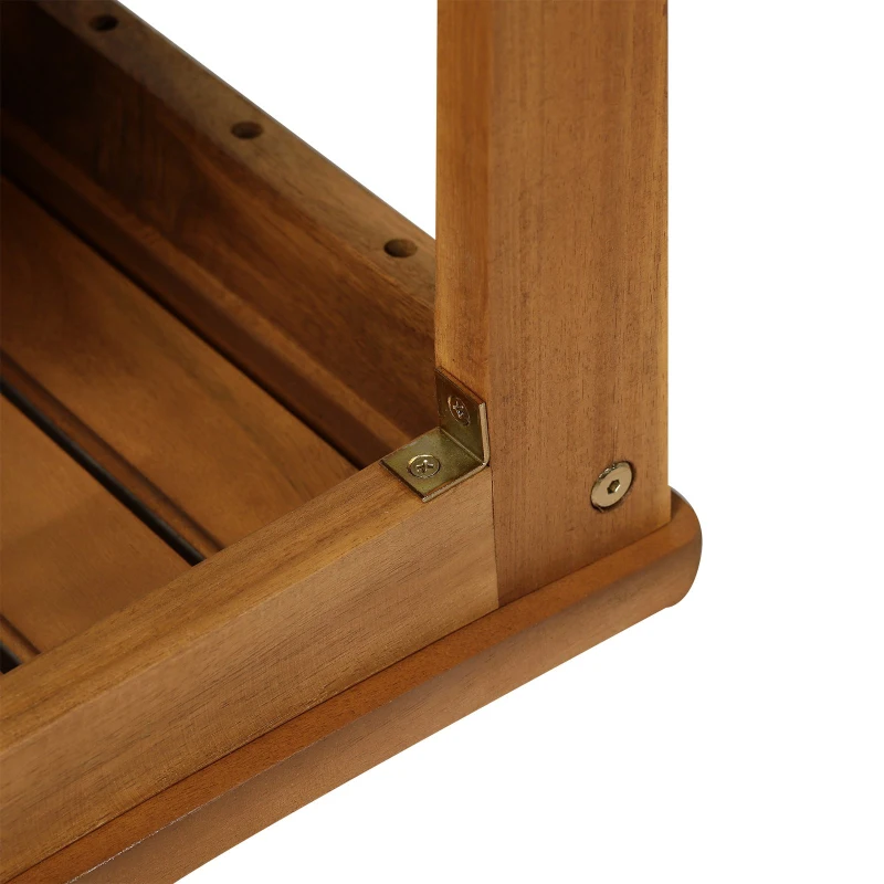 HOMCOM Duschhocker Badhocker Duschsitz Duschstuhl Badstuhl Badregal feuchtigkeitsbeständig Akazienholz Natur 53 x 35 x 43 cm