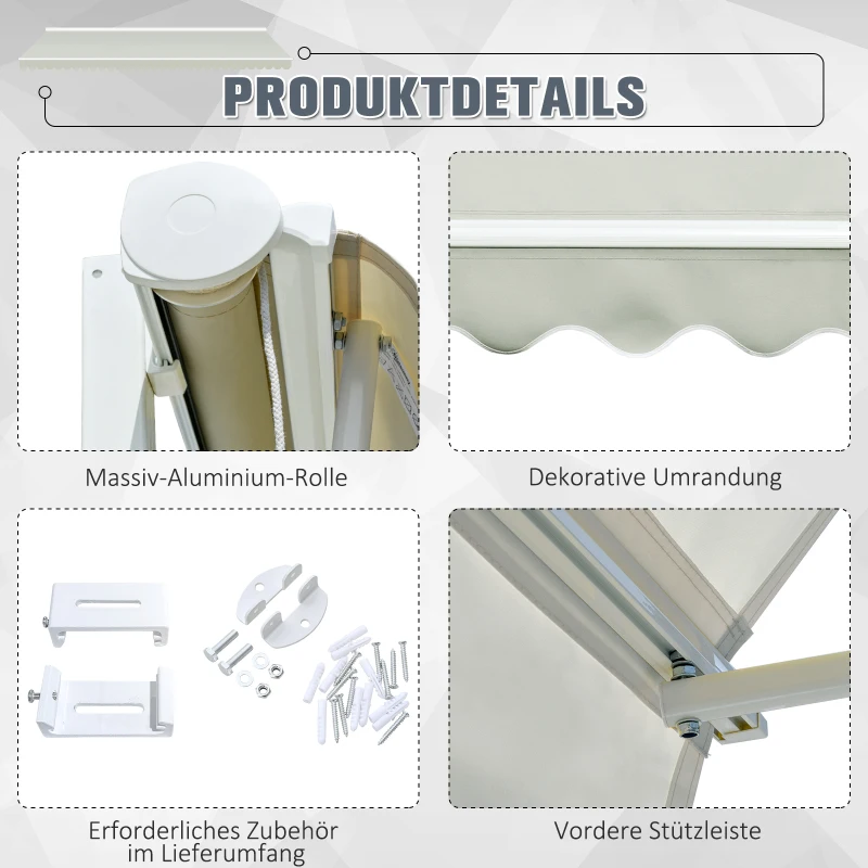 Outsunny MARKIZA ROLETA PRZECIWSŁONECZNA 122 X 70 cm beżowa