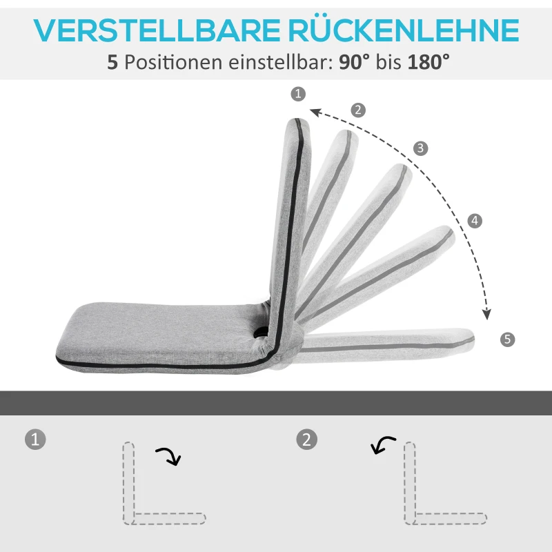 HOMCOM Poduszka do siedzenia z regulowanym oparciem 55 x 45 x 67 cm Szary