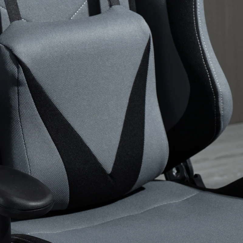 Vinsetto Gaming Stuhl Ergonomischer Bürostuhl Computerstuhl Drehstuhl mit Kissen und Rückenlehne verstellbar Schaumstoff Spandex-Gewebe Schwarz+Dunkelgrau 70 x 75 x 124-132 cm