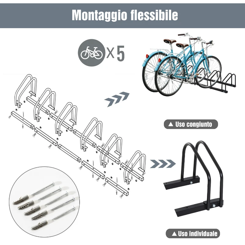 HOMCOM fietsstandaard 5/6 fietsen fietsenrek fietsen fietsrek zwart