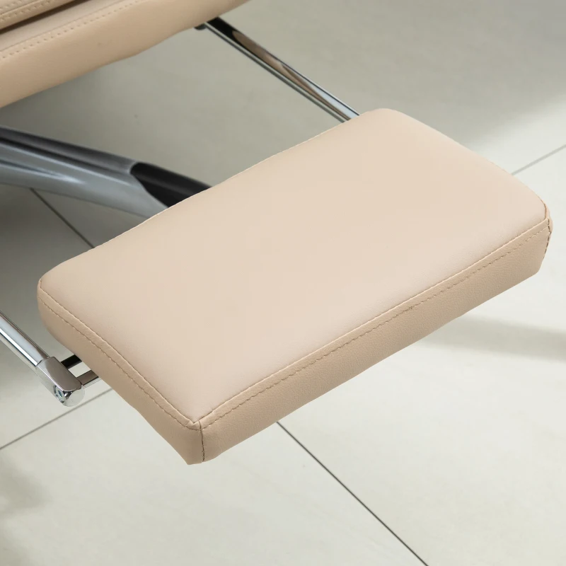 Vinsetto Massage Bürostuhl  Massagesessel Vibrationsmassage Schreibtischstuhl mit Rückenkissen Wärmefunktion Höhe und Winkel einstellbar Kunstleder Metall Hellbraun 67 x 69 x 106,5-114,5 cm