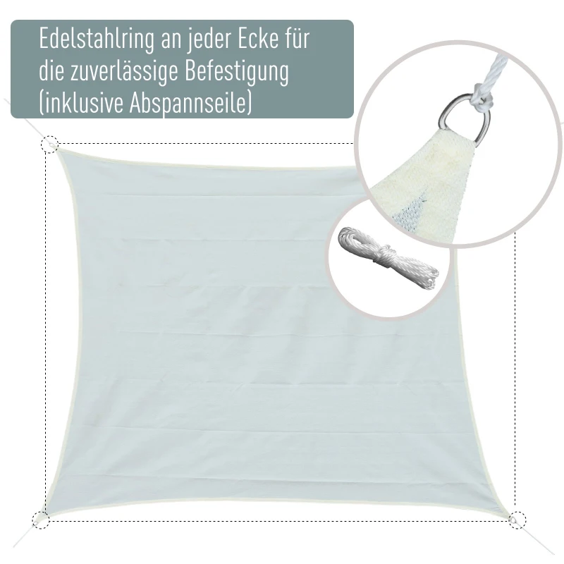 Outsunny Sonnensegel Sonnendach Sonnenschutz Rechtecke HDPE Weißcreme 3 x 3 m