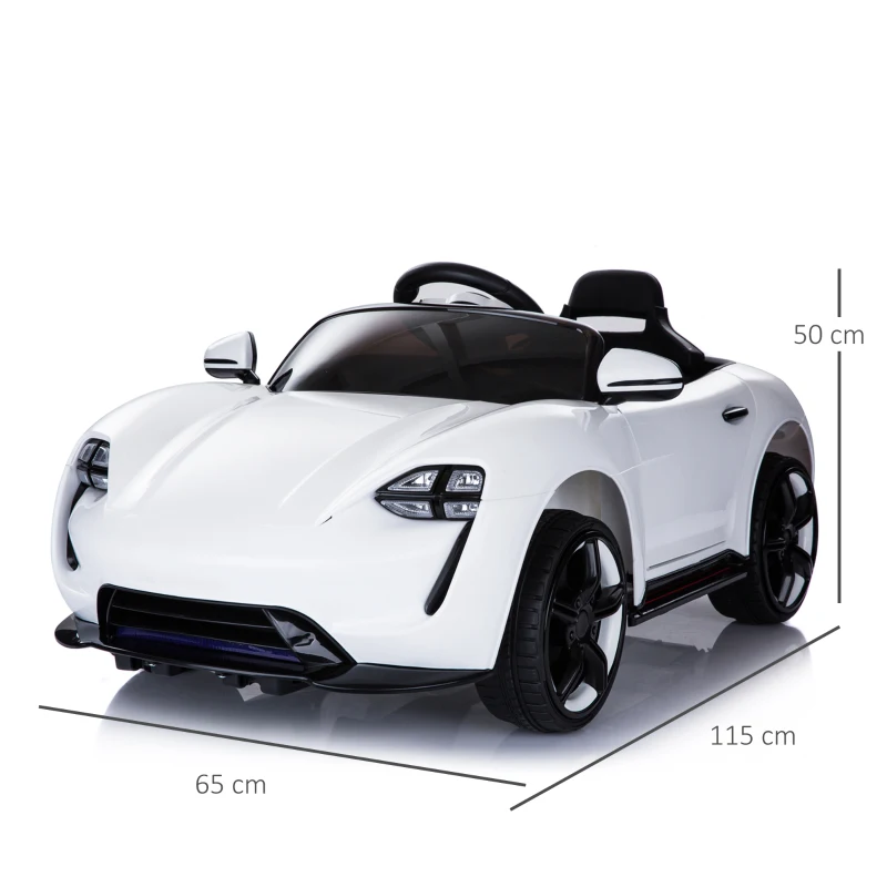 HOMCOM Kinderauto Elektroauto Kinderfahrzeug Kinderwagen mit Fernbedienung Weiß L115 x B65 x H50 cm