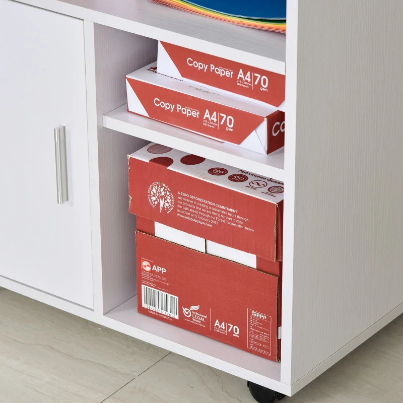 HOMCOM Vloerlamp verlichting bijzettafel met 3 planken E27 tot 40W E1-MDF