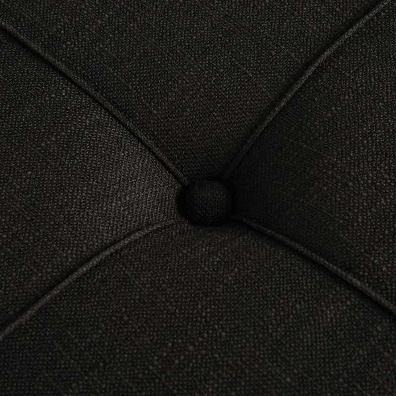 HOMCOM Sitzhocker, Polsterhocker, Fußhocker mit Holzbeine, rund, Kiefer, Leinen, Dunkelgrau, L39,5 x B39,5 x H45 cm