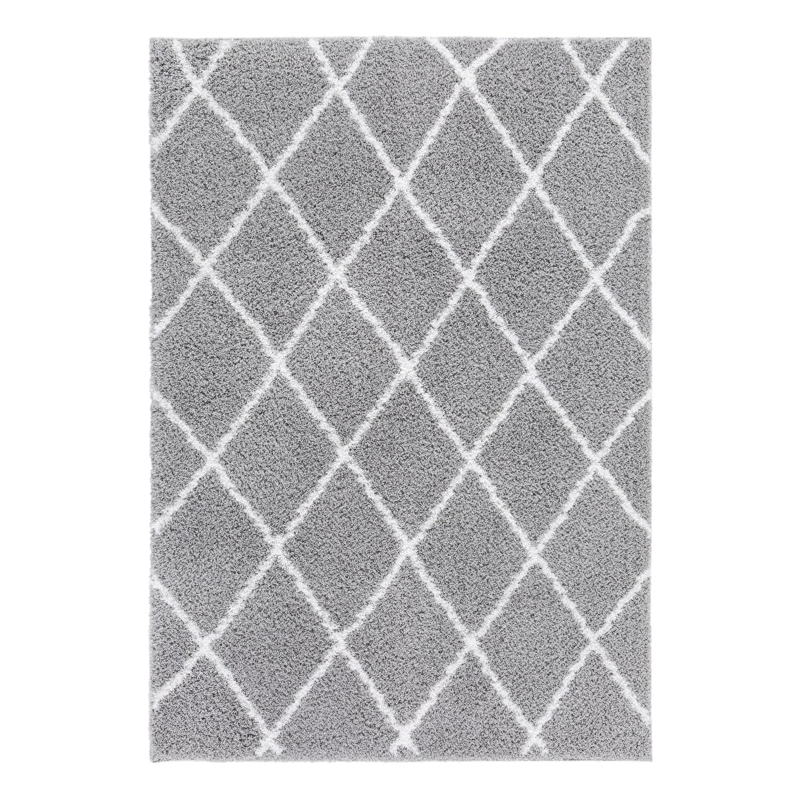 Homcom Teppich skandinavisches Muster Silber-Weiß 170 x 120 x 3,5 cm