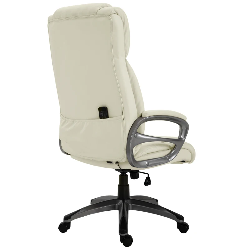 Vinsetto® Massagebürostuhl Drehstuhl höhenverstellbar Chefsessel Massagesessel Cremeweiß