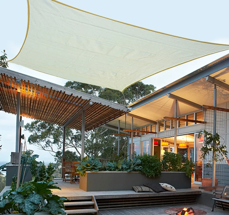 Outsunny Sonnensegel Sonnendach Sonnenschutz Rechtecke HDPE Weißcreme 3 x 3 m