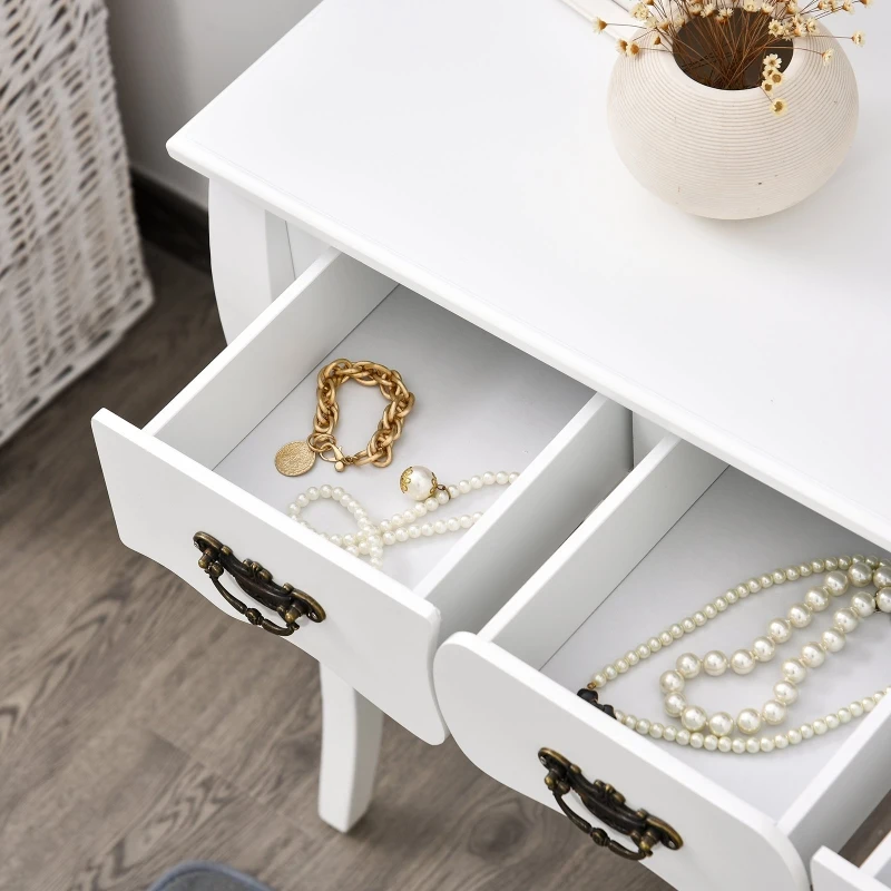 HOMCOM Konsolentisch, Beistelltisch mit 3 Schubladen, Vintage Sideboard, Massivholz, 90 x 40 x 75,5 cm