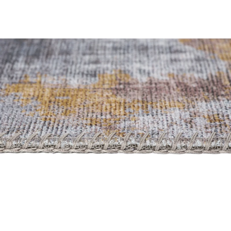 Homcom Teppich pfegeleicht Kurzflor Grau-Gelb 170 x 120 x 0,7 cm